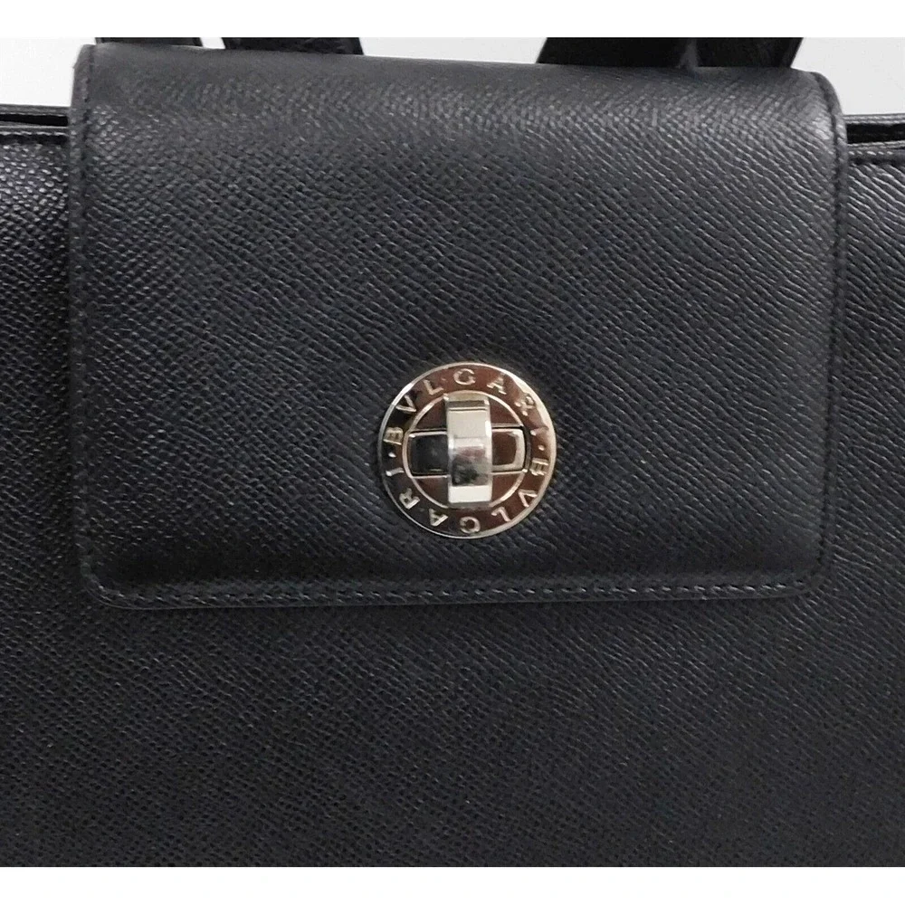 Bvlgari Black Textured Leather‎ Backpack Bag Italy